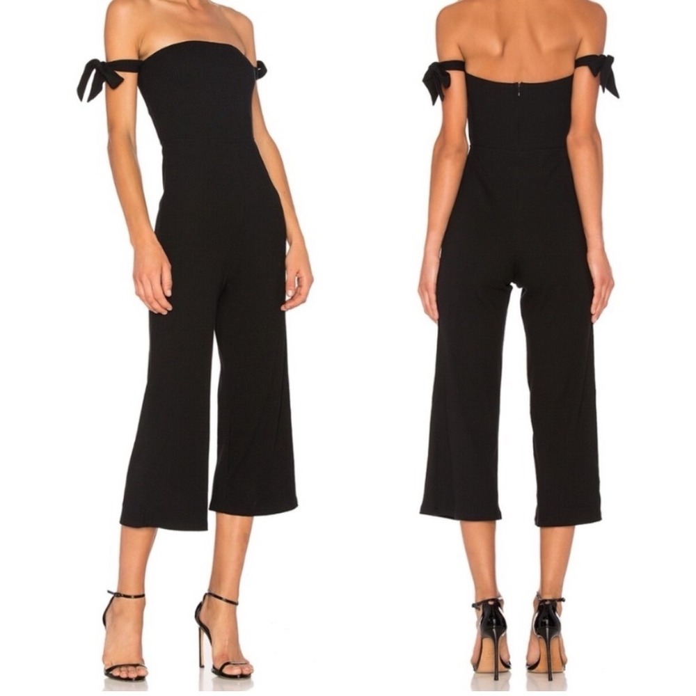 NBD Revolve Eden Ribbed Strapless Wide Leg Jumpsuit Tie Shoulder Women Small